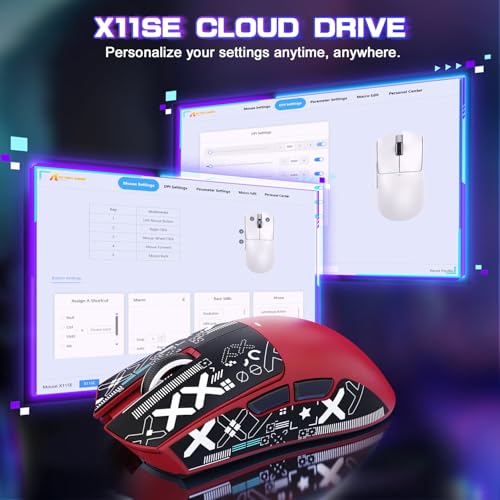 Attack Shark X11SE Wireless Gaming Mouse, Tri-Mode 22K DPI, 59g, Berry Red Y3775
