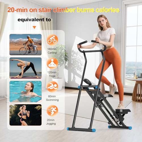 Foldable Stair Stepper Machine for Home Gym, 350LB Capacity Cardio Climber with LCD Monitor S984
