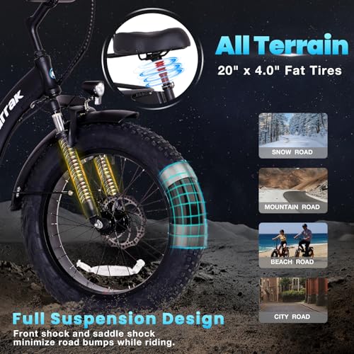 Electric Tricycle for Adults 750W Folding Fat Tire 3-Wheel Ebike K61564