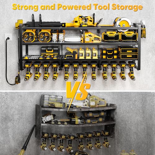 Large Power Tool Organizer Wall Mount with Charging Station, 4-Tier Heavy Duty Cordless Drill Holder G184910