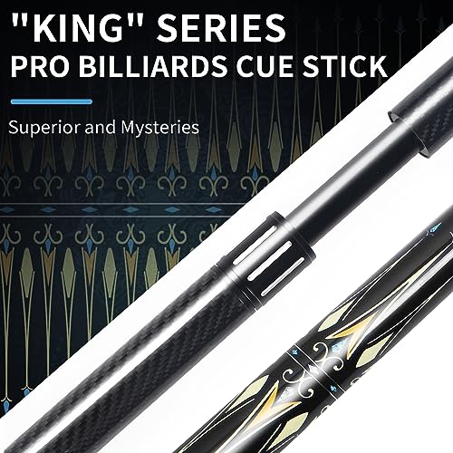 lotmusic Premium Pool Stick with Telescopic Fiber Extension Cue, 58 Inch Set with Case W47144