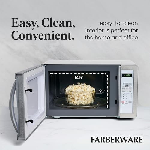 Farberware Countertop Microwave 1000W 1.1 cu ft Black Stainless Steel P5805