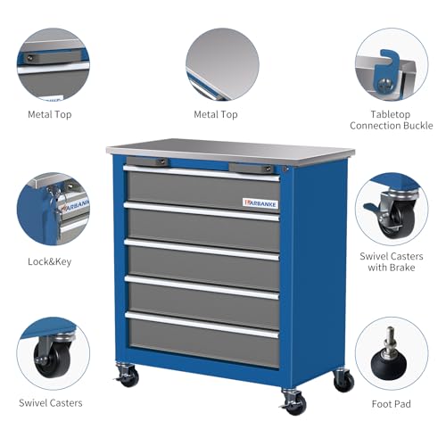 7-Drawer Rolling Toolbox with Lockable Wheels and Keyed Locking System J502595