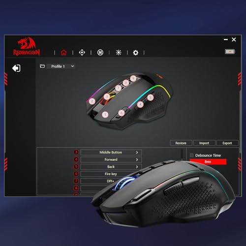 Redragon M810 Pro Wireless Gaming Mouse, 10000 DPI, RGB Backlit K36063