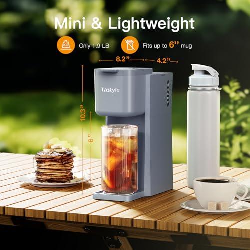 Mini Hot and Iced Coffee Maker Single Serve for K Cup and Ground, Classic Black O715039