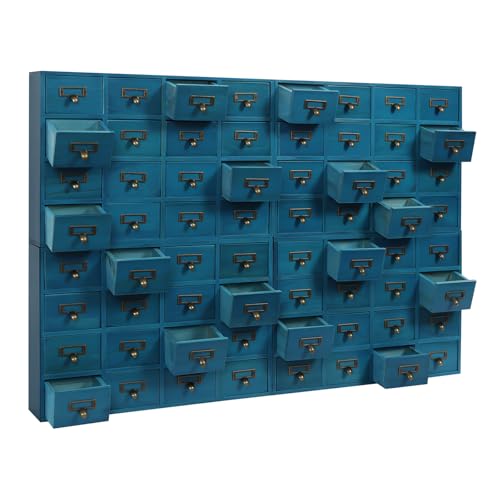 Vintage 16-Drawer Wooden Desktop Organizer with Iron Label Holders N538