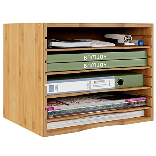 Bamjoy Bamboo 5 Tier Desktop Organizer with Adjustable Shelves I134984