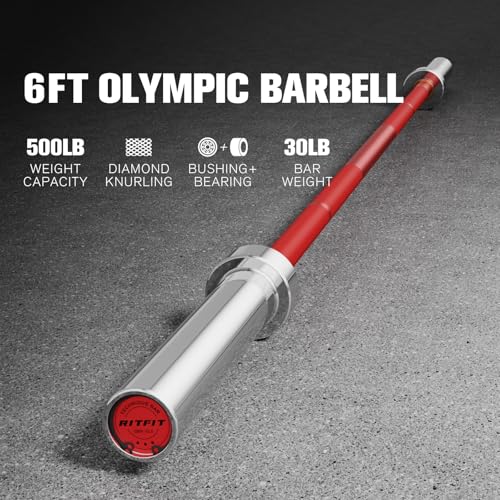 RITFIT Olympic Barbell 4ft/6ft 2 Inch Weight Bar for Strength Training, 500lbs Capacity F369