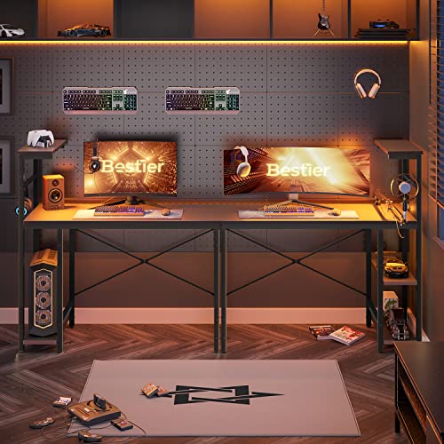 Bestier Gaming Desk with LED Lights, 51.3 Inch Computer Desk Q970