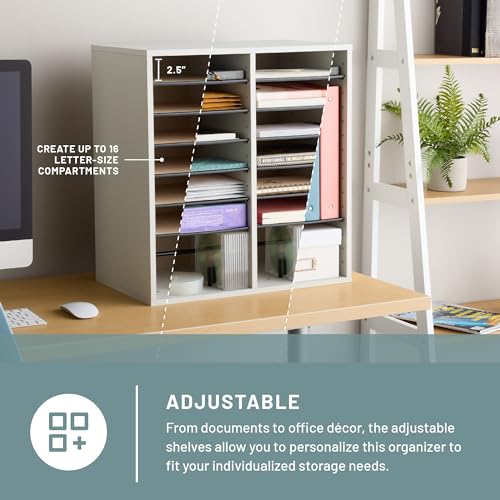 Safco Wooden Paper and Mail Organizer, Adjustable Shelves, Stackable B285