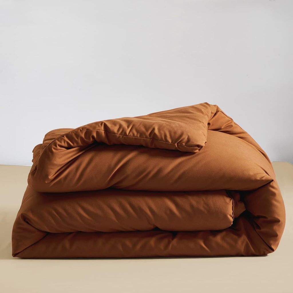Pumpkin Color Comforter Set Solid Cinnamon Bedding Cal King 3 PCs A924