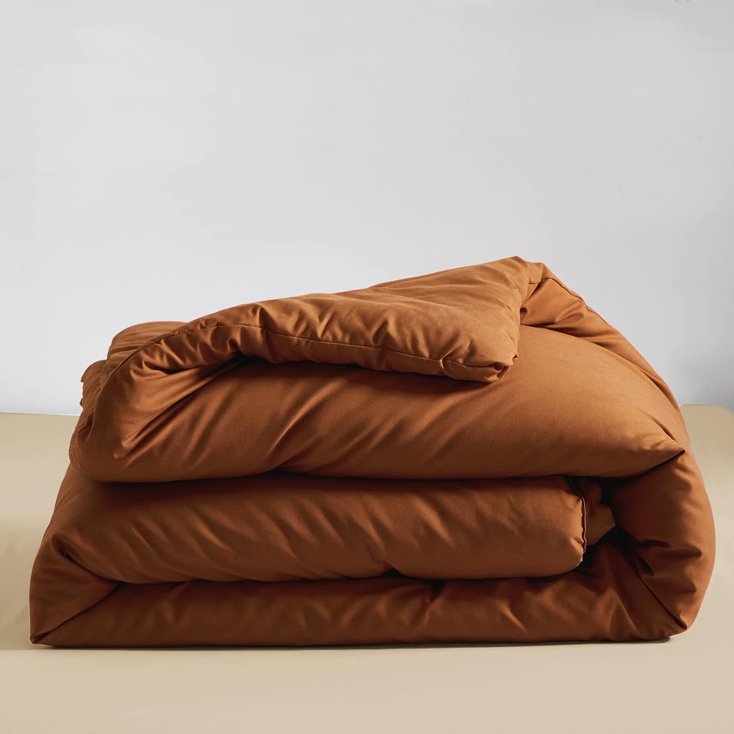 Pumpkin Color Comforter Set Solid Cinnamon Bedding Cal King 3 PCs A924
