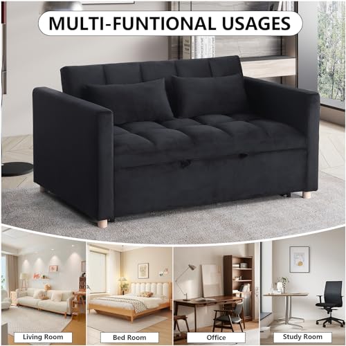 Sleeper Chair Sofa Bed Convertible with USB Ports & Cupholders, Black N276696