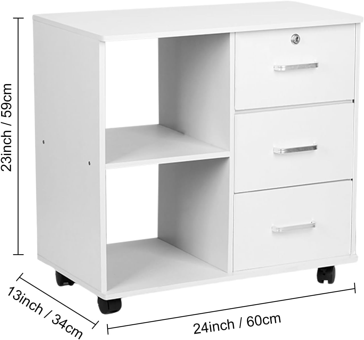 White Office Storage Cabinet with Shelves and 3 Drawers G70998