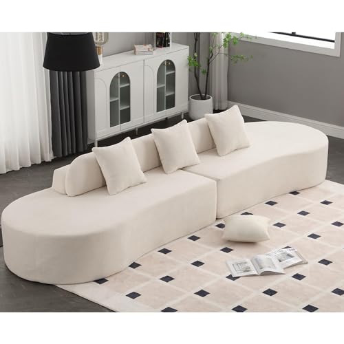 130.5" Modern Cloud Sectional Sofa 4-Seat Curved Modular Couch with 3 Pillows, Beige X220