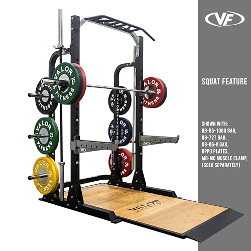 Valor Fitness Half Rack Squat Machine with Pull Up Station, 750lbs Capacity T95458