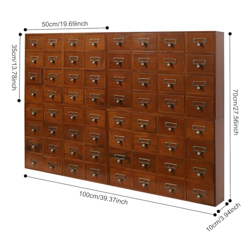 Vintage 16-Drawer Wooden Desktop Organizer with Iron Label Holders N538