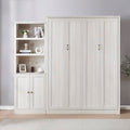 Murphy Bed,Cabinet Bed Folding Wall Bed,Queen Size Murphy Wall Bed with 1 Side Cabinet Storage Shelf,Cabinet Space-Saving Bed Perfect for Guest Room,Bed Room,Guest Room,Home Office (Rustic White-03)