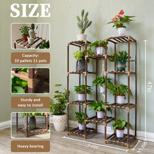 Uneedem Plant Stand Indoor Outdoor, 10-Tier Tall Plant Shelf for Multiple Plants A6522