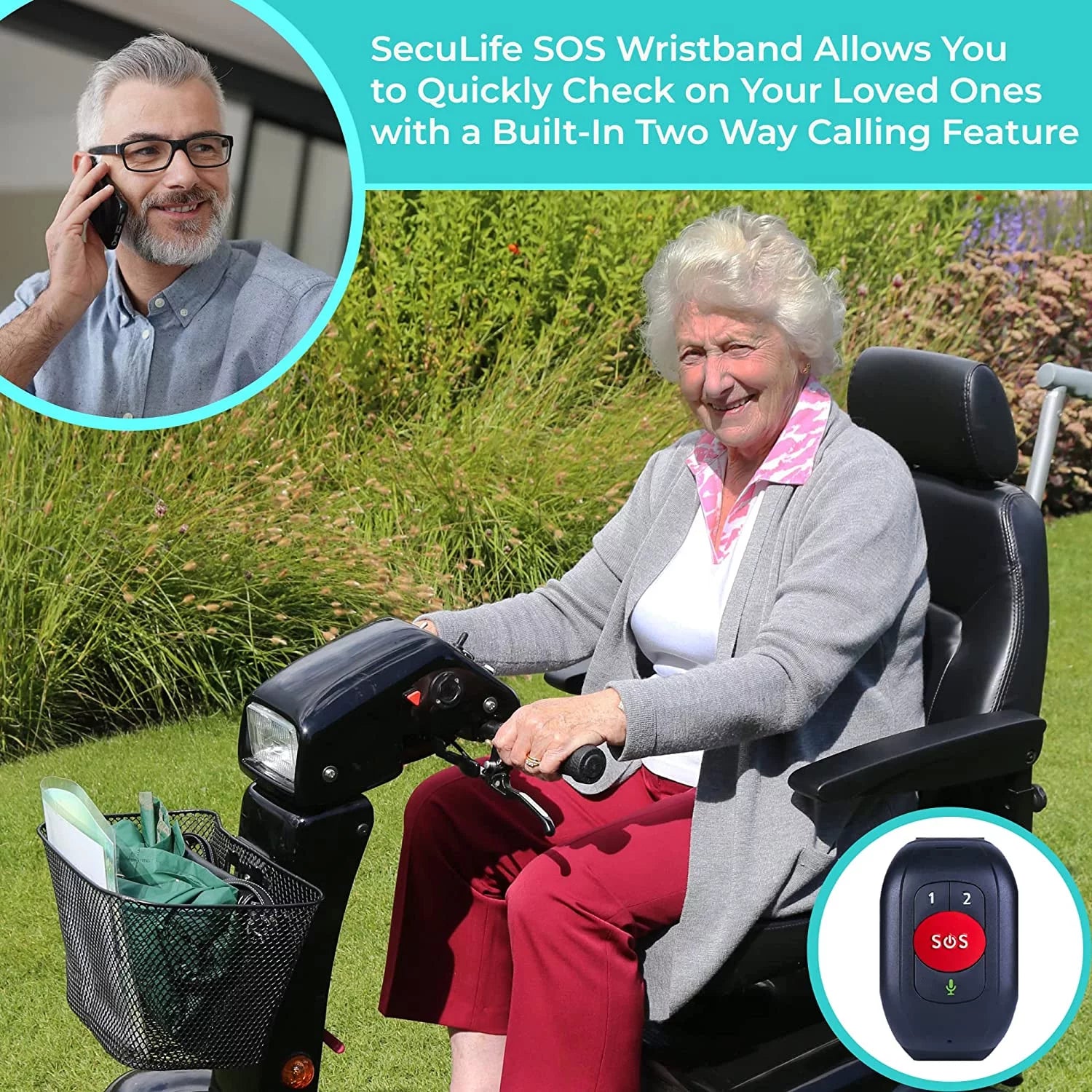 Seculife SOS Wristband GPS Tracker with Fall Alert and 2-Way Calling for Seniors V3735