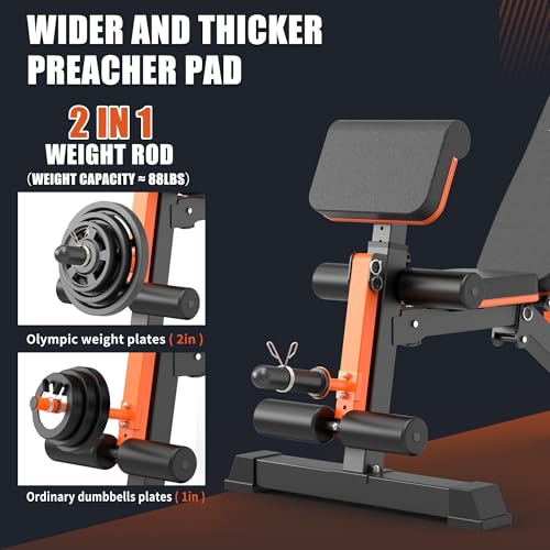 Adjustable Weight Bench 1000LBS Foldable Workout Bench with Leg Extension Z798