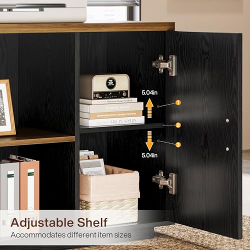 Tribesigns 85.8-Inch L-Shaped Executive Desk with File Drawers & Shelves, White & Brown I578