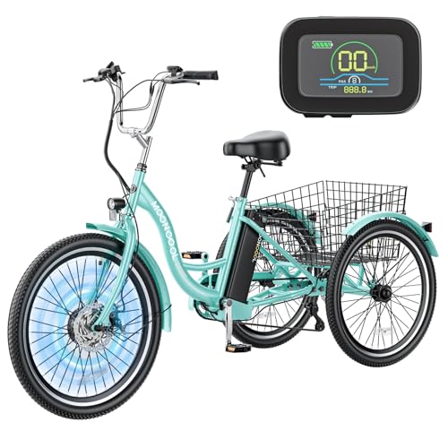 MOONCOOL Electric Tricycle for Adults, 350W 36V, 7 Speeds with Large Basket L833080