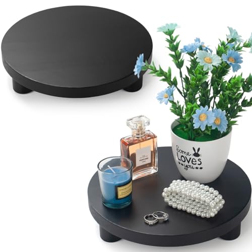 Wood Riser 2 Pack Round Wooden Pedestal Stand for Display G714
