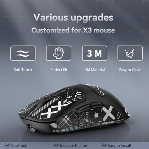 ATTACK SHARK X3 Wireless Gaming Mouse, 49g Ergonomic, PAW3395 26K DPI, White C238377