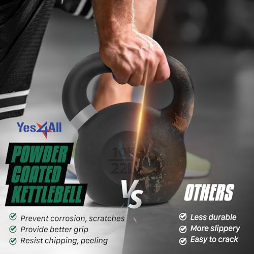 Yes4All Powder Coated Cast Iron Kettlebell Weight Set for Home Gym N15817