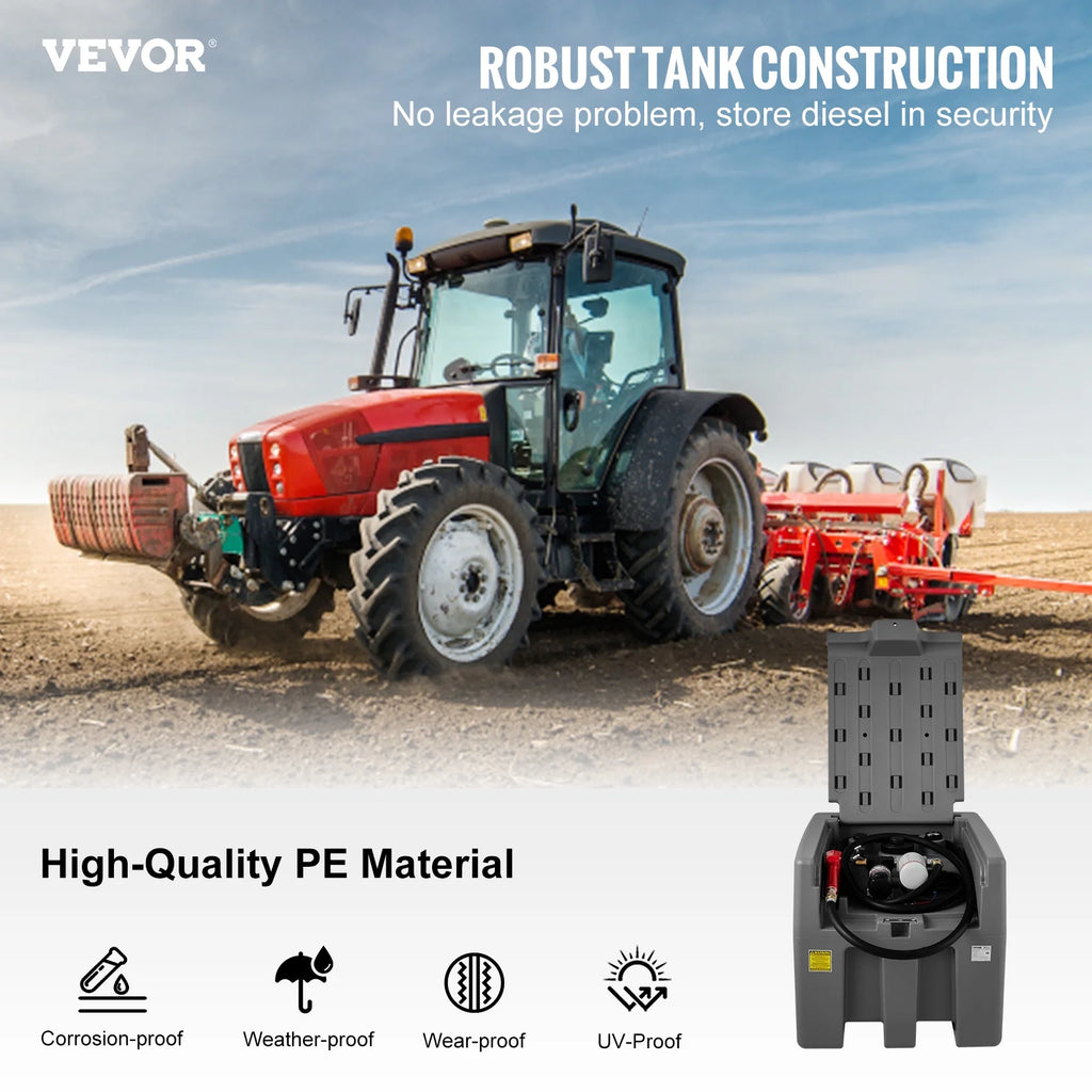 VEVOR Portable Diesel Tank 58 Gallon with 12V Electric Transfer Pump P6489
