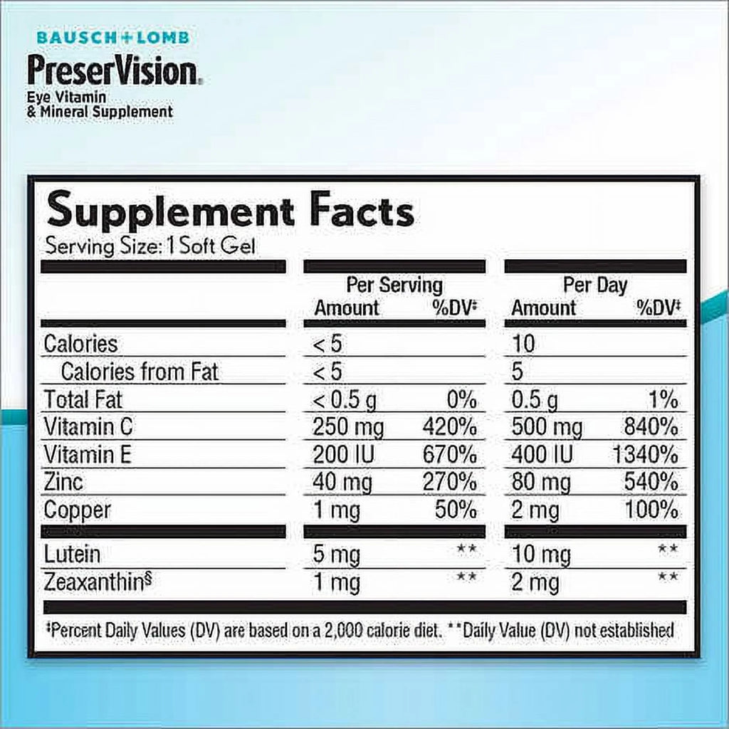 PreserVision AREDS 2 by Bausch + Lomb, 210 Mini Softgels, Eye Vitamin Supplement T774