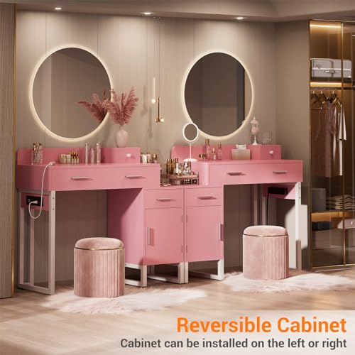 Black Vanity Desk with 4 Drawers and Charging Station O896