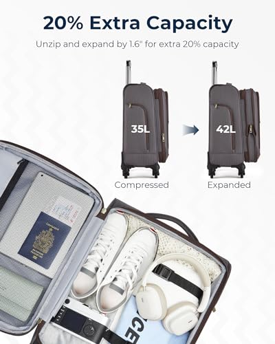 BAGSMART Carry-On Luggage 20 Inch Expandable Suitcase with Duffel Bag S7860