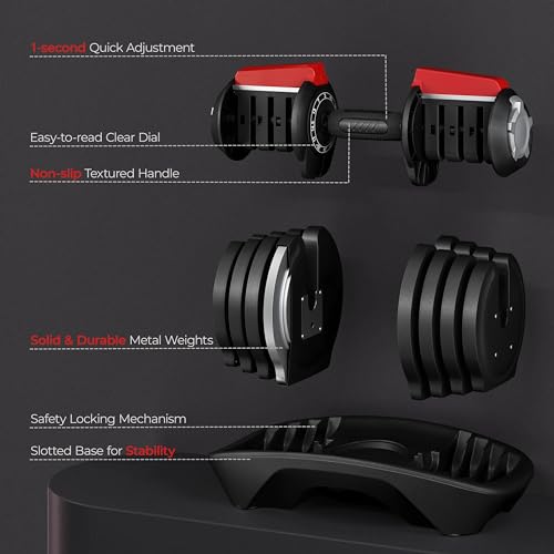 Yaheetech Adjustable Dumbbell Set with Anti-Slip Handle for Home Gym J871148