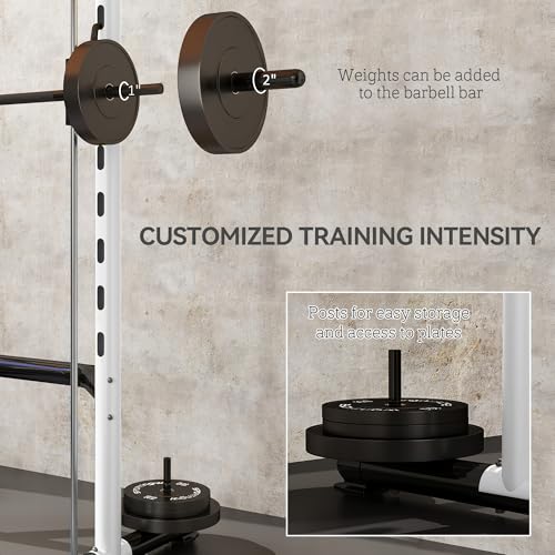 Soozier Squat Rack with Pull-Up Bar, Adjustable Power Rack for Home Gym I377