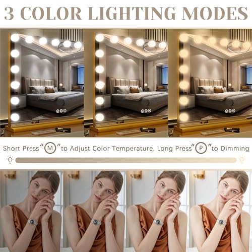 Vanity Mirror with Lights, 12.6"×15" LED Makeup Mirror, Touch Control Dimmable D52089