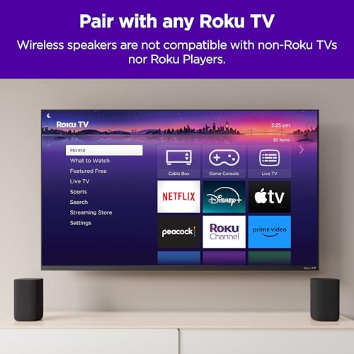 Roku Wireless Speakers for Roku TV, Black (2 Count) R693