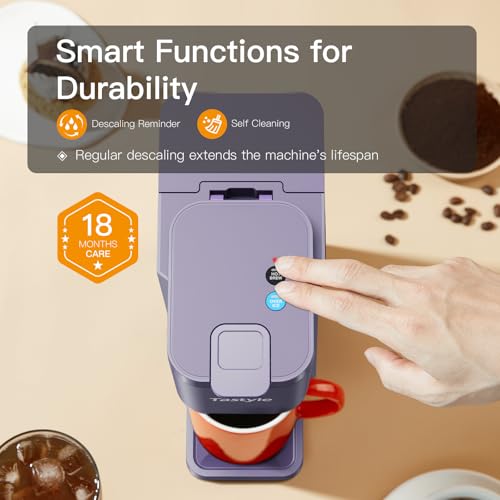 Mini Hot and Iced Coffee Maker Single Serve for K Cup and Ground, Classic Black O715039