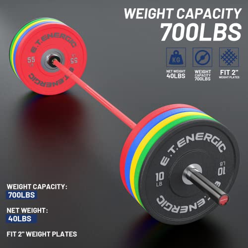 7ft Olympic Barbell 40LB Bar Load 700lbs Capacity Hard Chrome Sleeves X5409