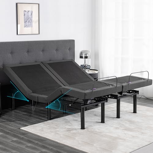 Split King Adjustable Bed Frame with Gel Memory Foam Mattress, Wireless Remote F95930