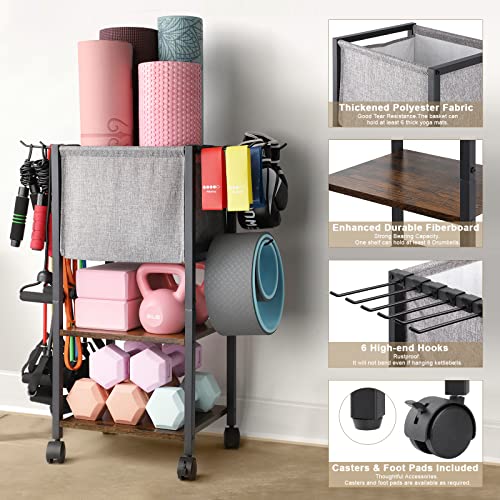 Yoga Mat Storage Rack for Dumbbells and Kettlebells, Home Gym Organizer N713