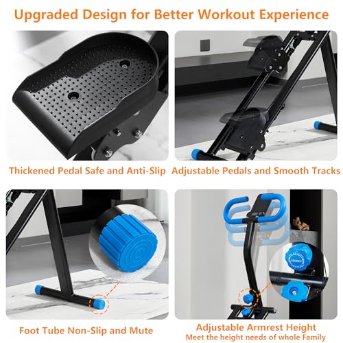 Vertical Climber Exercise Machine for Home Gym, Adjustable Handlebar, Blue Q499