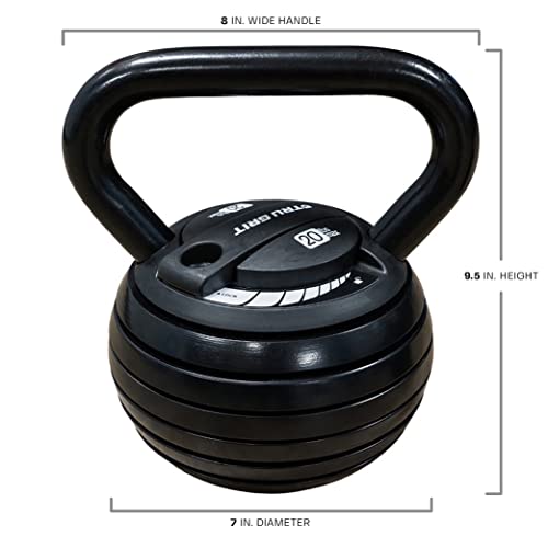 Tru Grit Fitness Adjustable Kettlebell 20LB Home Gym Strength Training C2794
