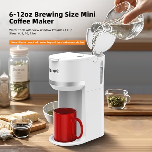 Mini Single Serve Coffee Maker for K Cup & Ground Coffee, Black D139279
