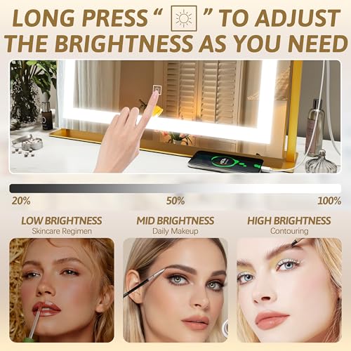 Vanity Mirror with Lights, 12.6"×15" LED Makeup Mirror, Touch Control Dimmable D52089