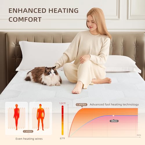 Twin XL Waterproof Heated Mattress Pad with Smart Digital Control, White Q66494