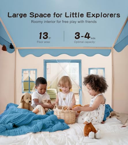 Little Dove Toys Kids Playhouse Tent with Mat, Star Light, Green K81396