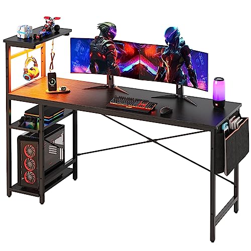 Bestier Gaming Desk with LED Lights, 51.3 Inch Computer Desk Q970