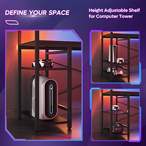 Bestier Gaming Desk with LED Lights, 51.3 Inch Computer Desk Q970